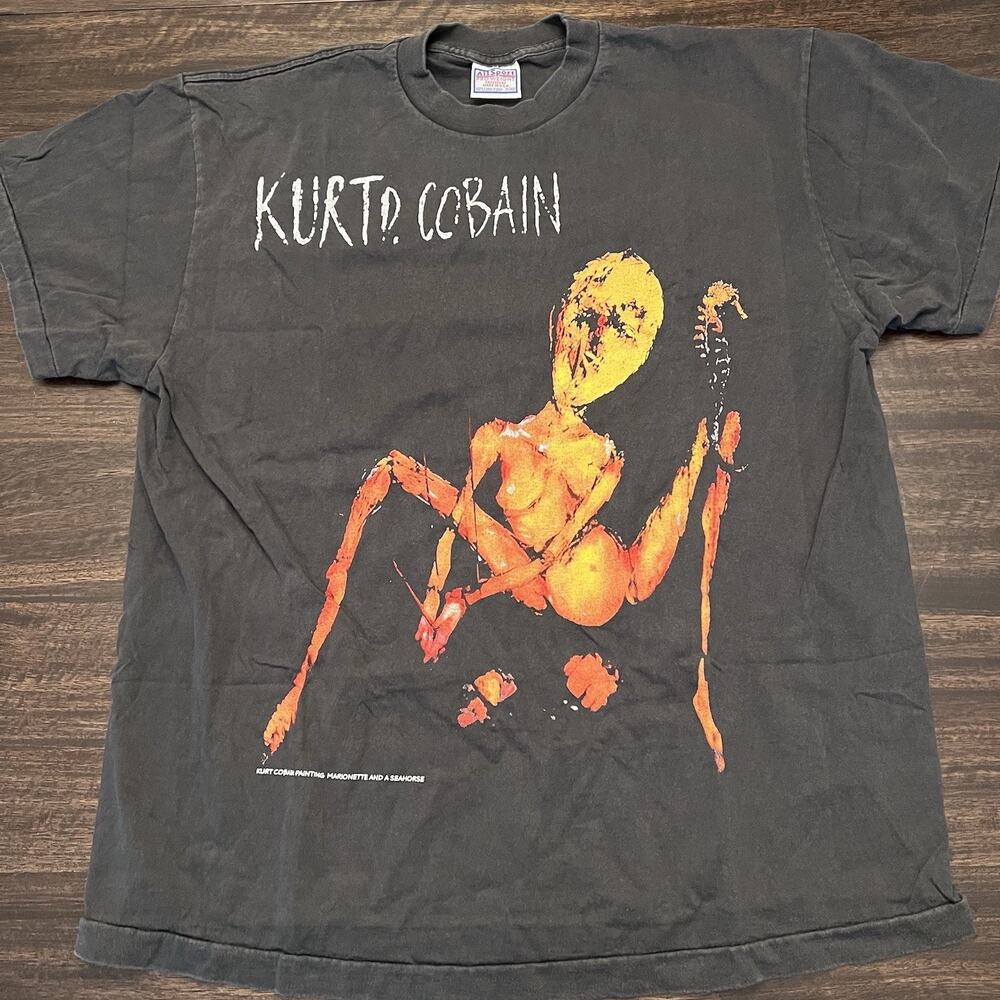 Kurt Cobain Memorial Nirvana Marionette and Seahorse Faded modern vintage shirt